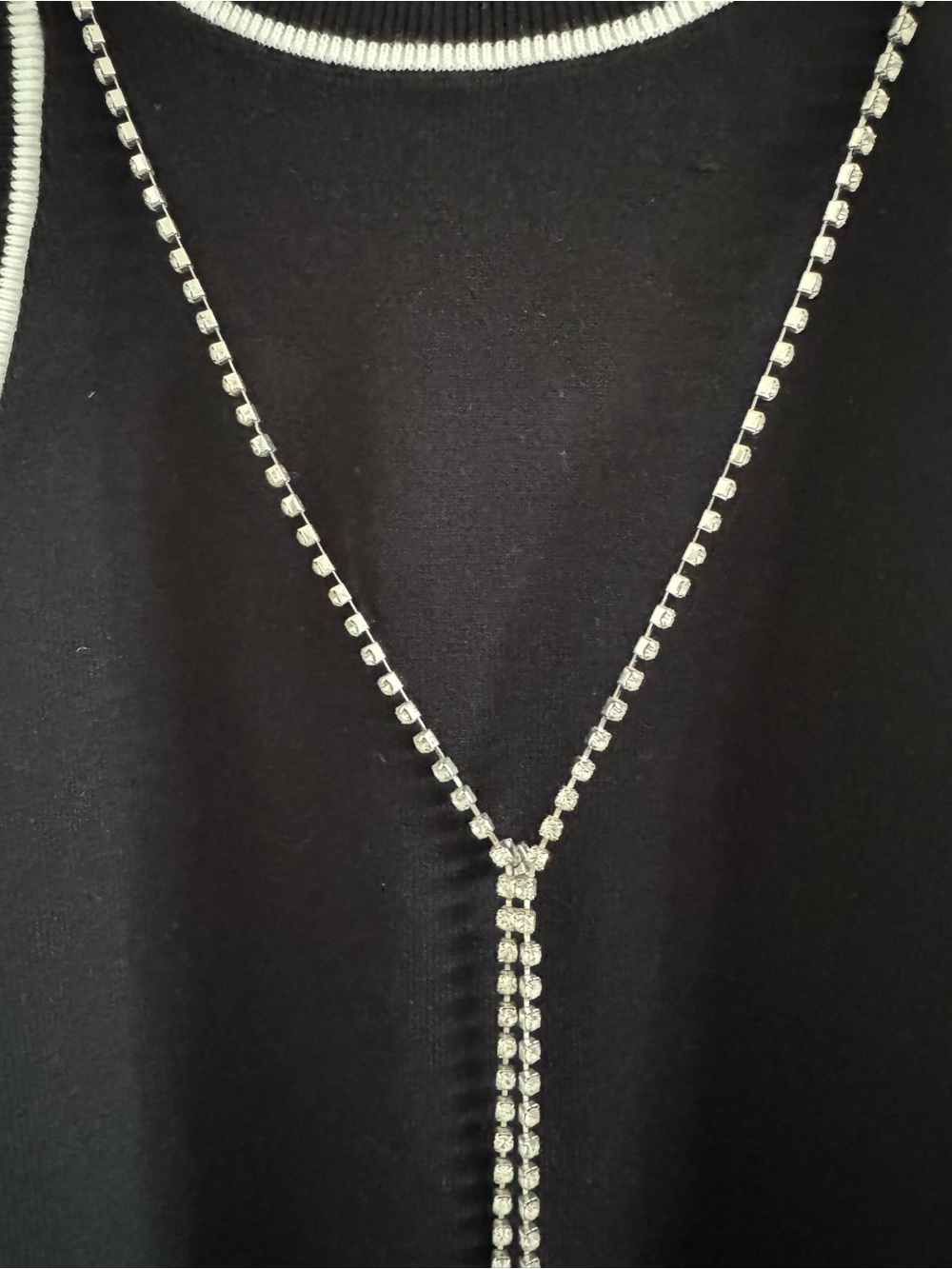 Silver Crystal Y-Style Drop Necklace - Women Jewelry